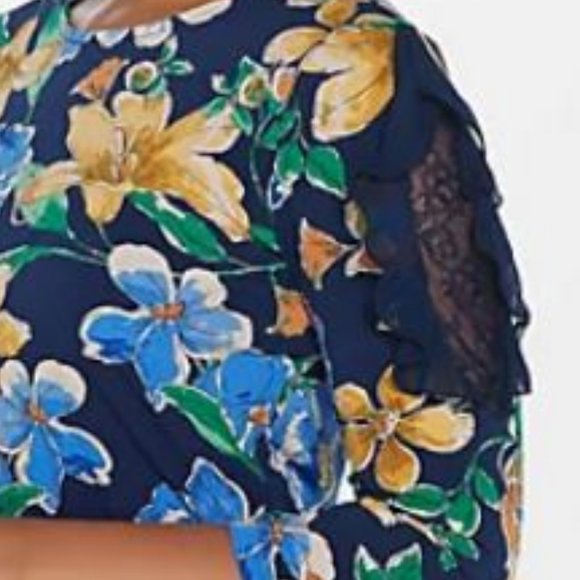 Susan Graver Liquid Knit Top Lace & Chiffon Detail - Picture 4 of 4